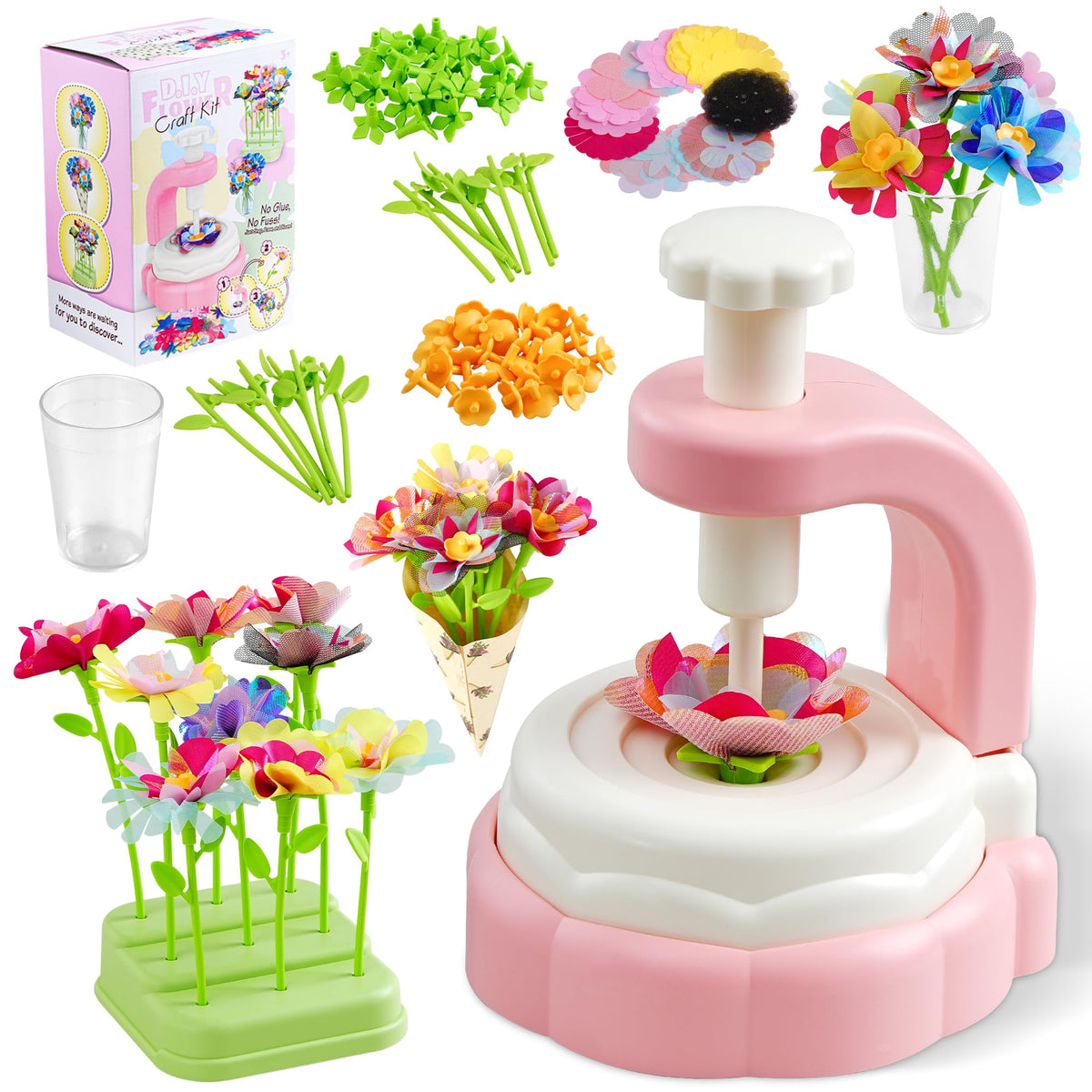 SANGQAOFU fabric flower kit package invites kids to craft creativity.