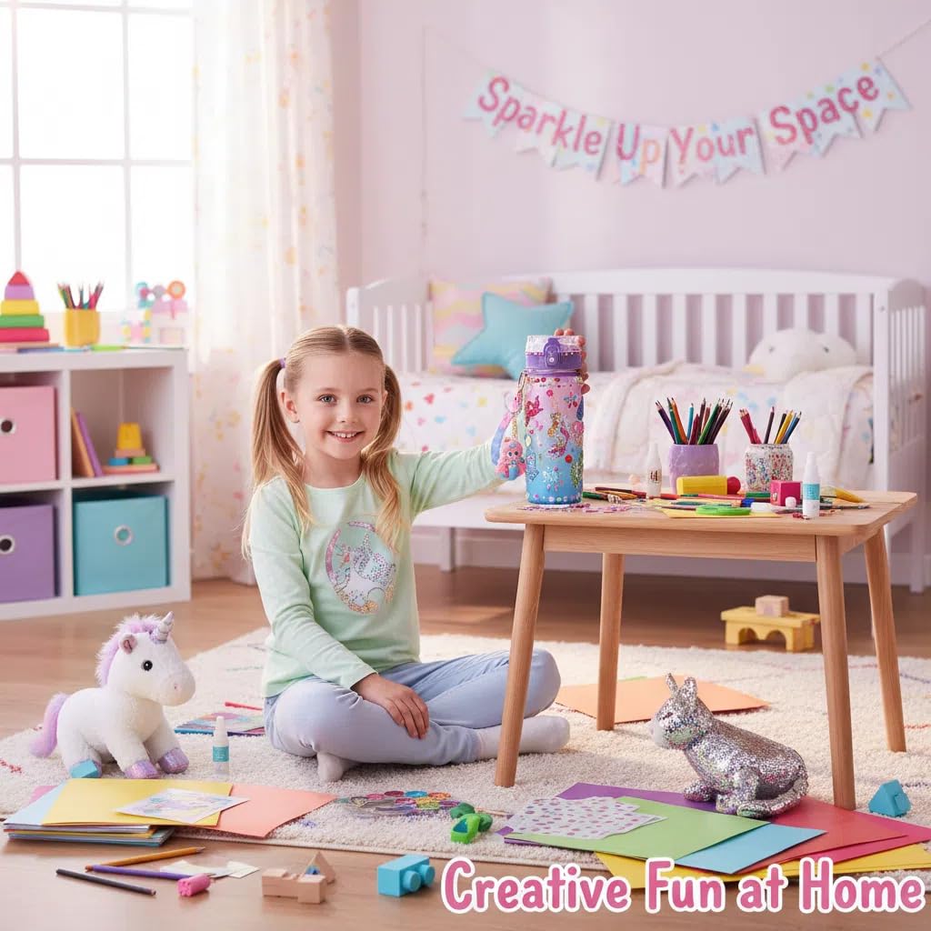 Sanilinwild gemstone sticker kit enables colorful bottle customization.