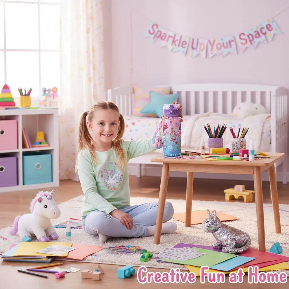 Sanilinwild gemstone sticker kit enables colorful bottle customization.
