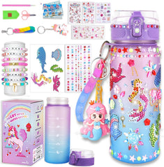 Sanilinwild 600ml water bottle with unicorn sticker pack for personalized hydration.
