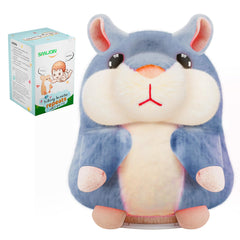 SANJOIN talking hamster gray front view highlighting the interactive repeat feature.