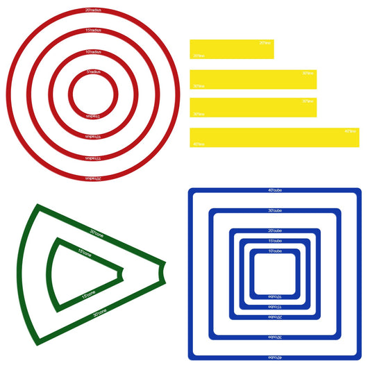 SANKOYO cube spell templates display precise 10–40 ft ranges for quick range checks.