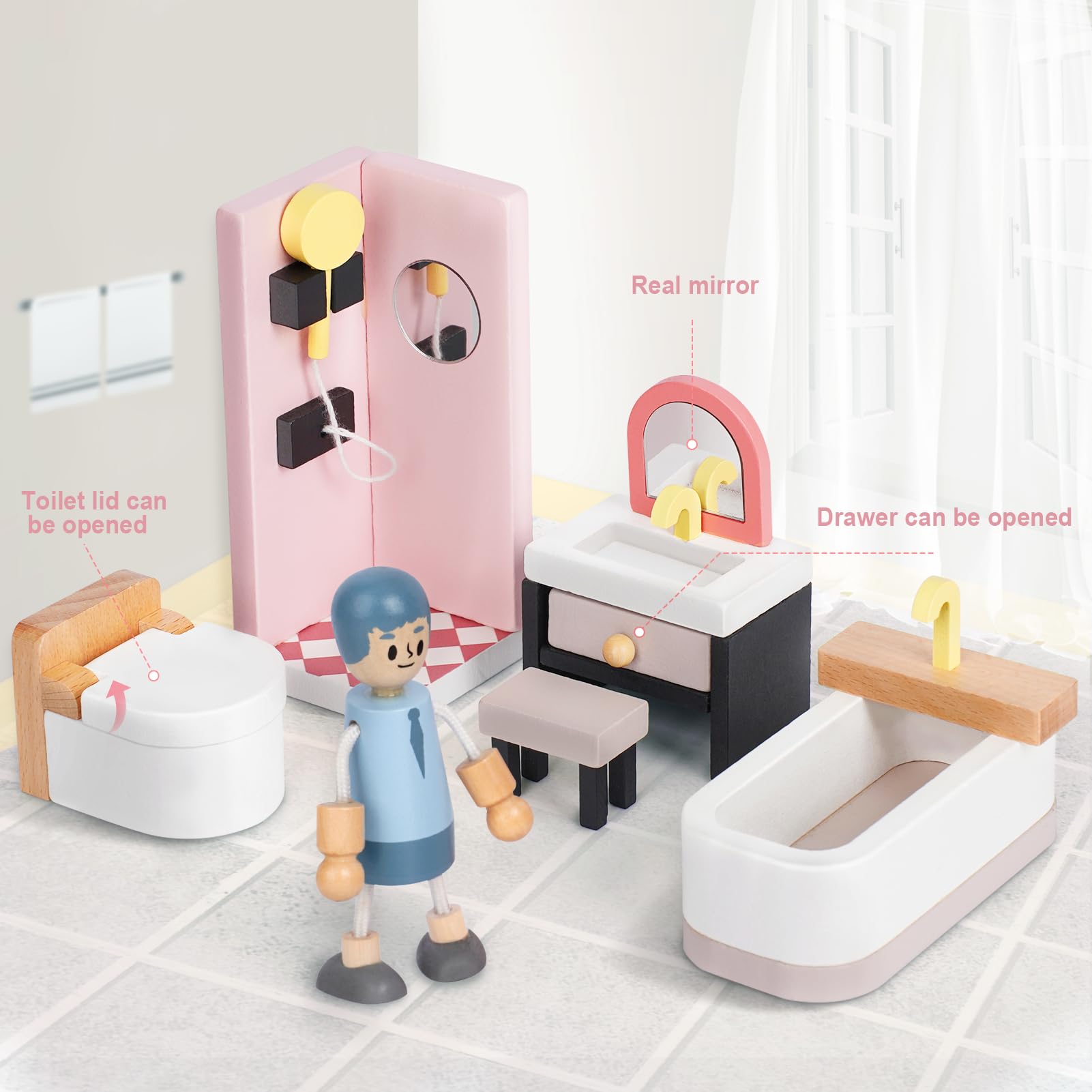 Sanlebi dollhouse bedroom furniture creating cozy routines for pretend households.