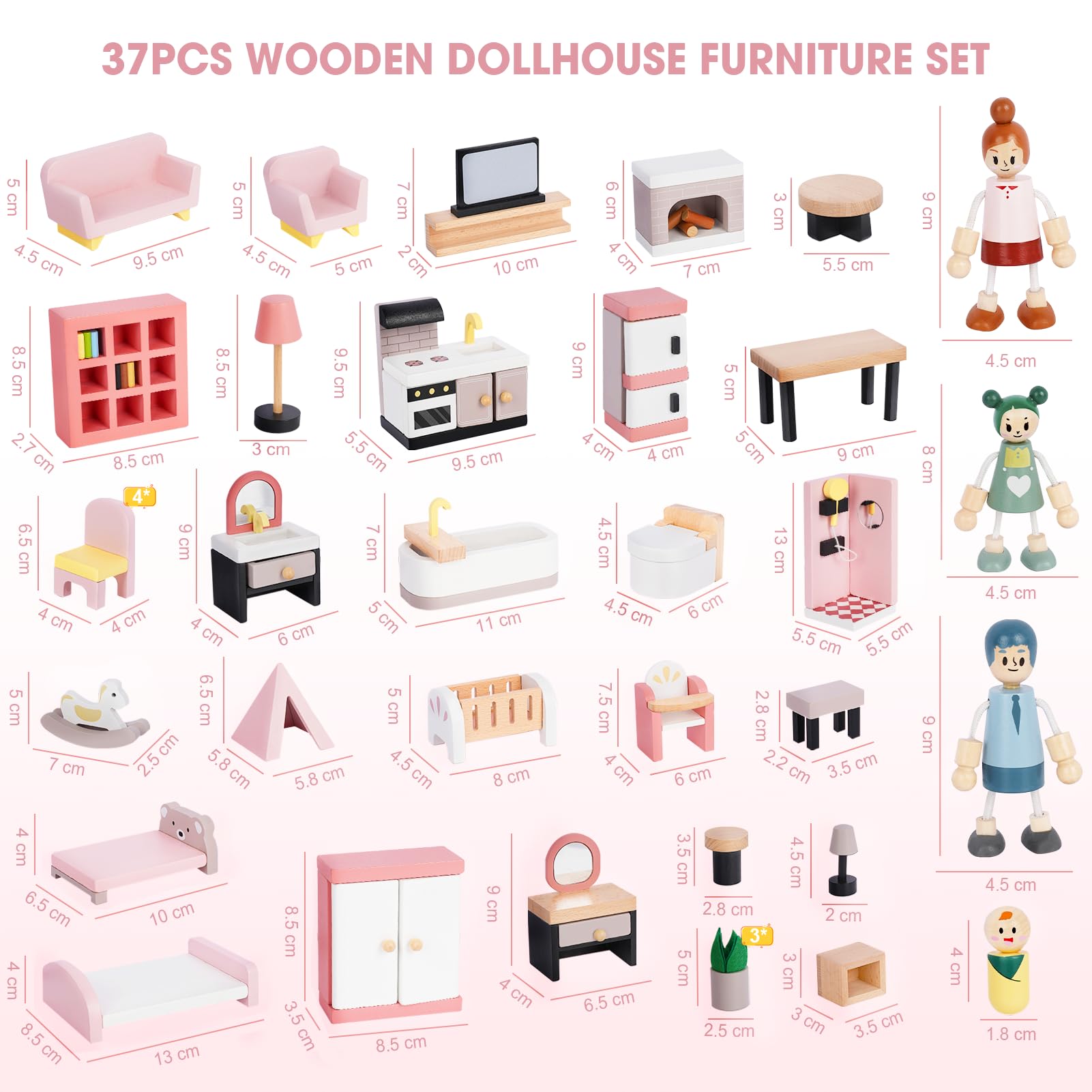 Sanlebi dollhouse accessories with drawers and mirror for realistic detail.