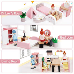 Sanlebi family dolls mom dad daughter baby versatile characters for storytelling.