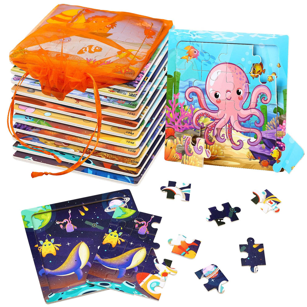 SANNIX ocean-themed wooden puzzles for kids with color-rich pieces