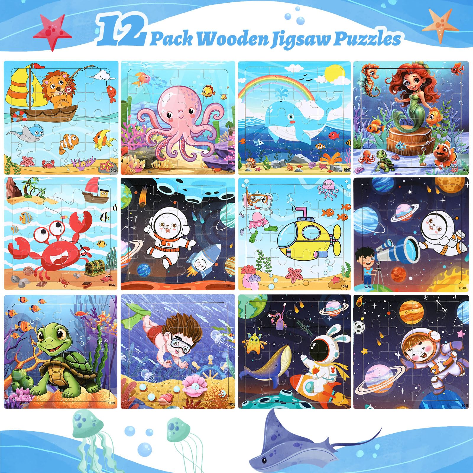 SANNIX space-themed wooden puzzles for toddlers and kids