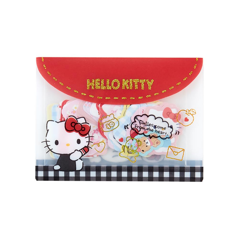 SANRIO Hello Kitty sticker set with a compact case for notebooks and phones.