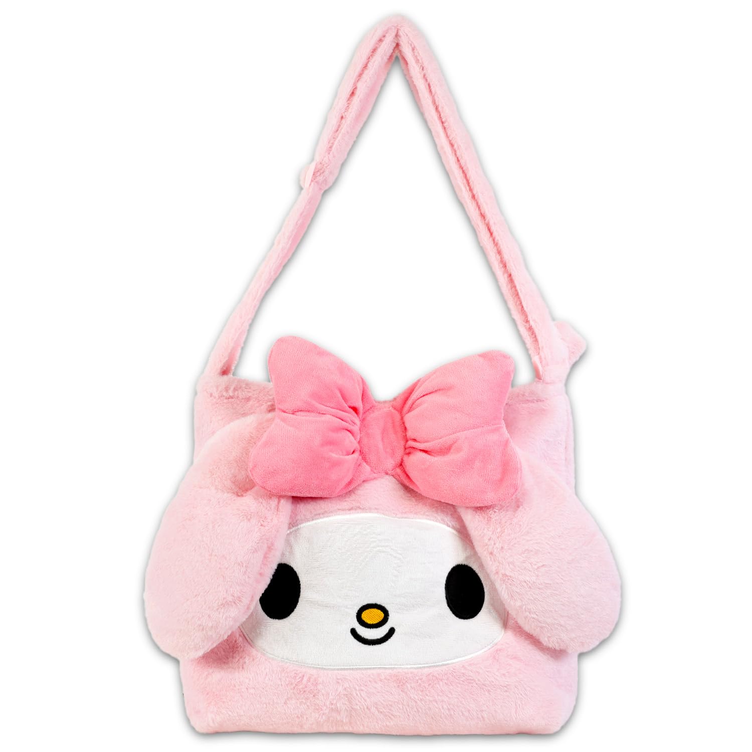 SANRIO My Melody plush purse featuring a secure zip pocket for small items
