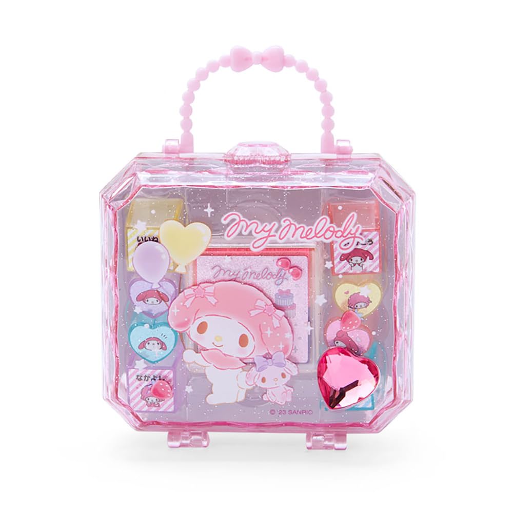 Sanrio My Melody stamp set case close-up with sparkly jewel for storage.