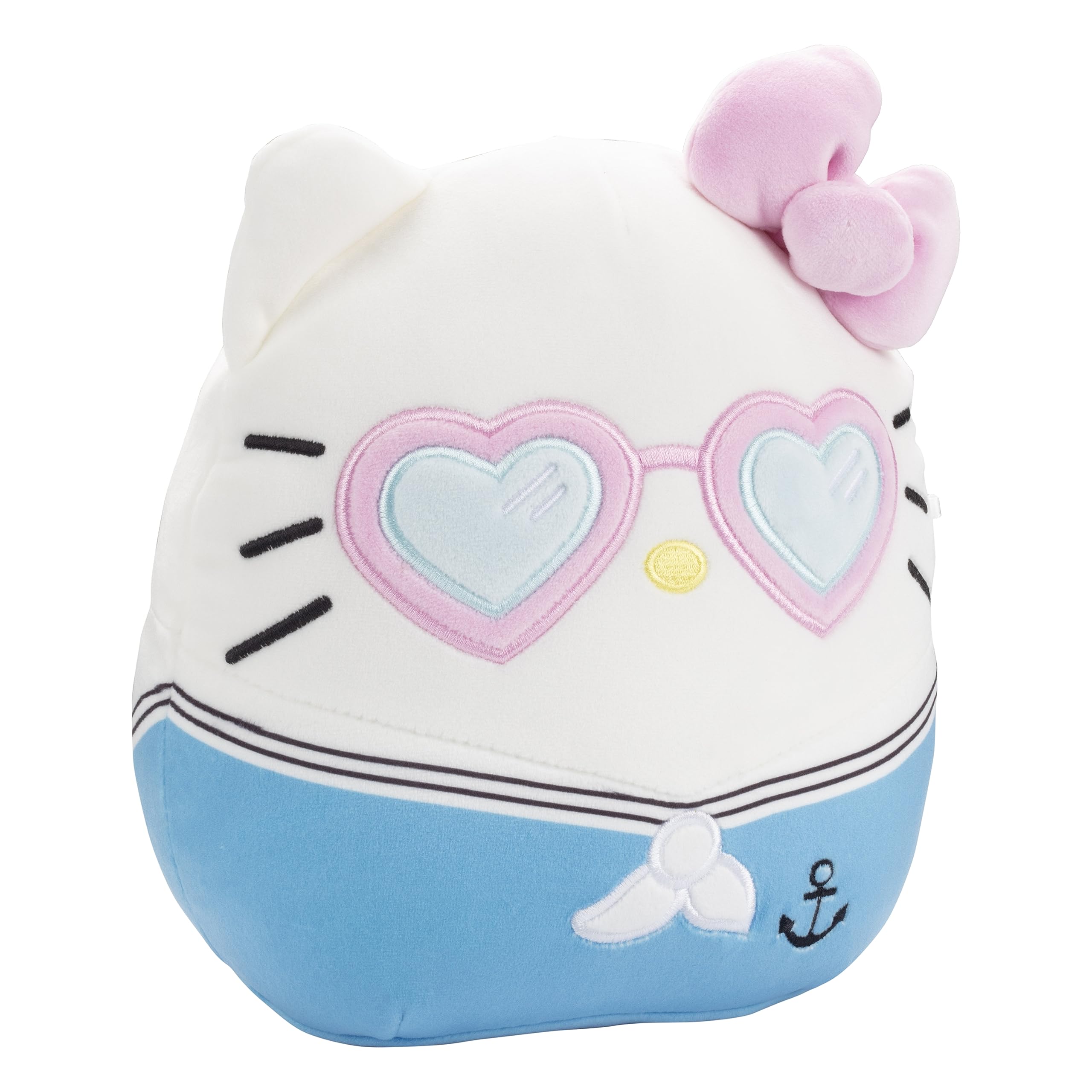 Hello Kitty plush close-up by Sanrio Squishmallows highlighting soft fur and cuteness.