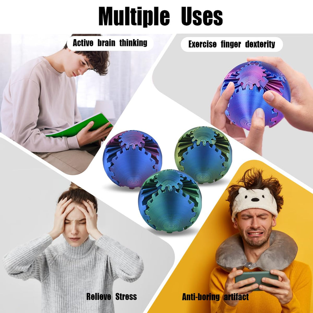 SANSGROUP Gear Sphere spin motion demonstrates engaging, portable fidget during work or travel.