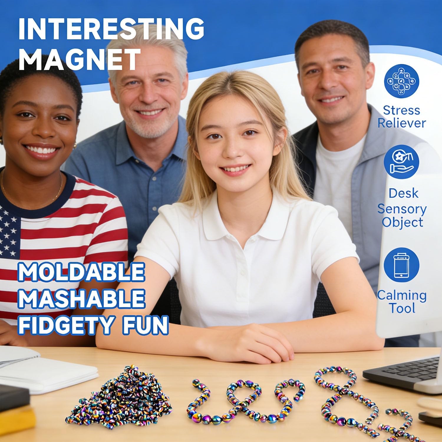 Santa Casa 550pcs ferrite beads close-up with irregular shapes for sensory feedback.