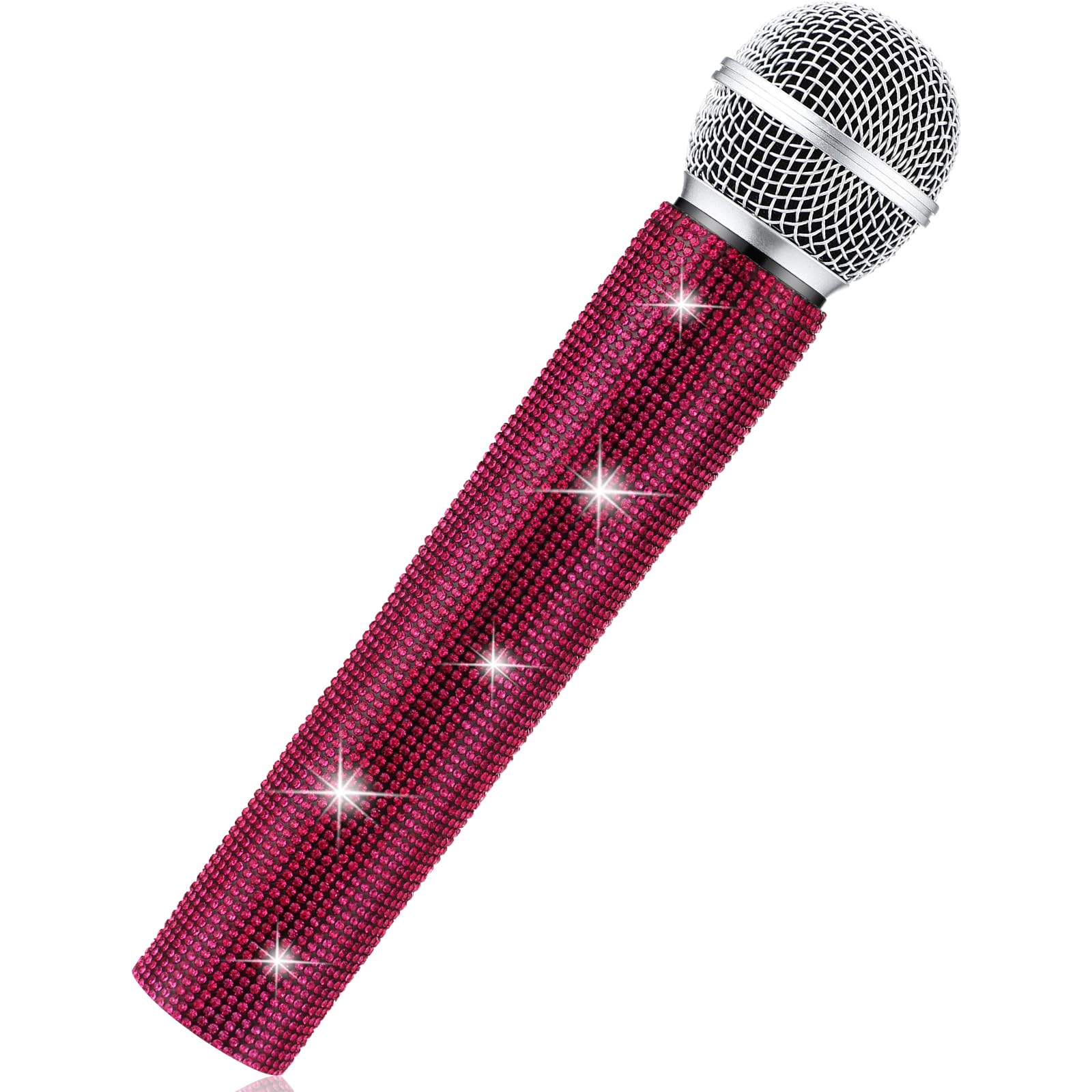 Sanwuta fake microphone prop with sparkly rhinestones for dazzling stage appearances