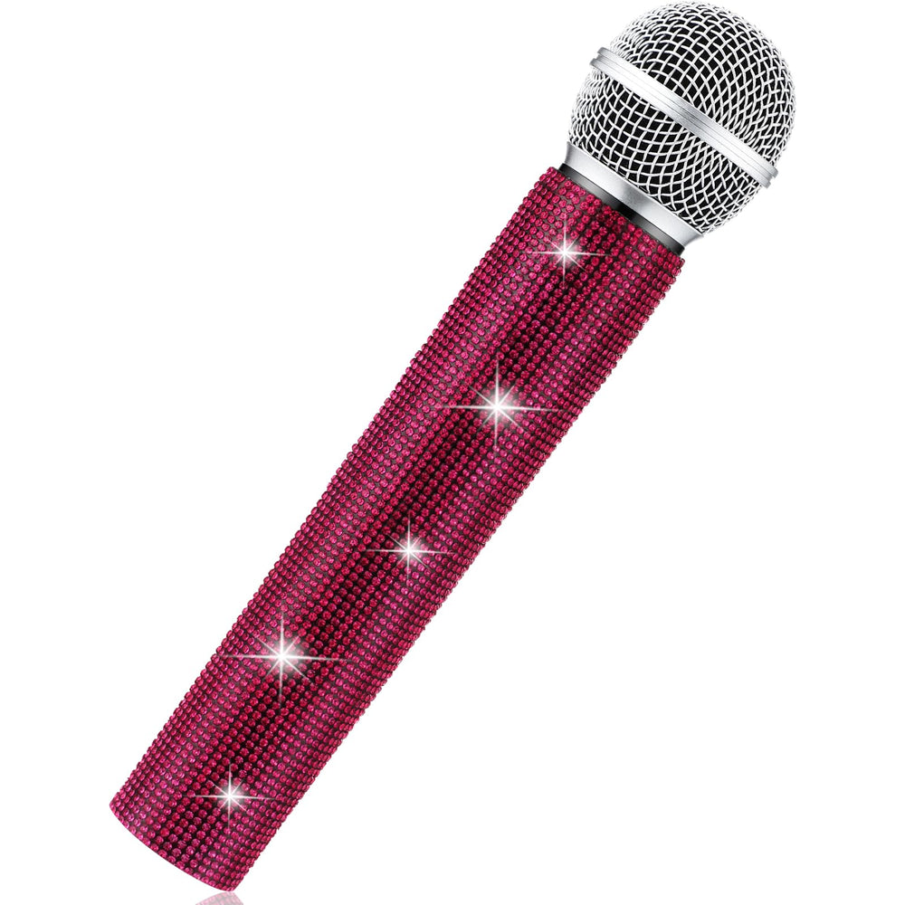 Sanwuta fake microphone prop with sparkly rhinestones for dazzling stage appearances