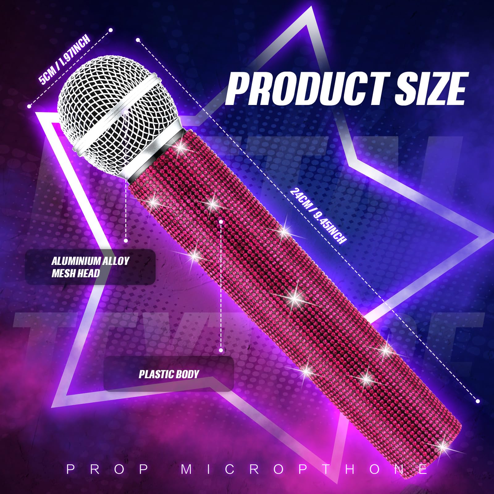 Sanwuta glitter rhinestone microphone for pretend play and confident performance
