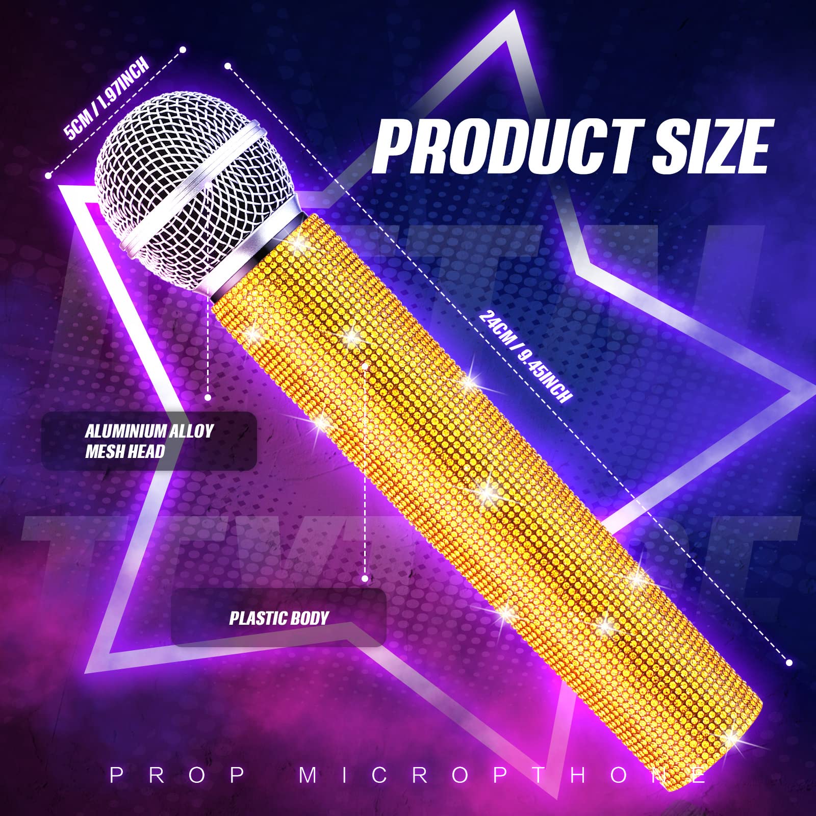 Sanwuta gold microphone prop offers a realistic look for performances and pretend play.