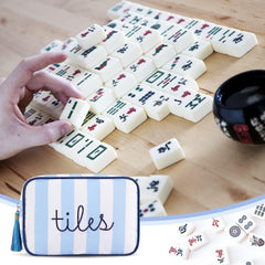 Sanwuta Mahjong Tile Bag in blue adds a touch of color to gatherings