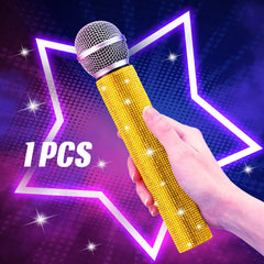 Sanwuta microphone prop with rhinestones shimmers under lights during cosplay and theatre skits.