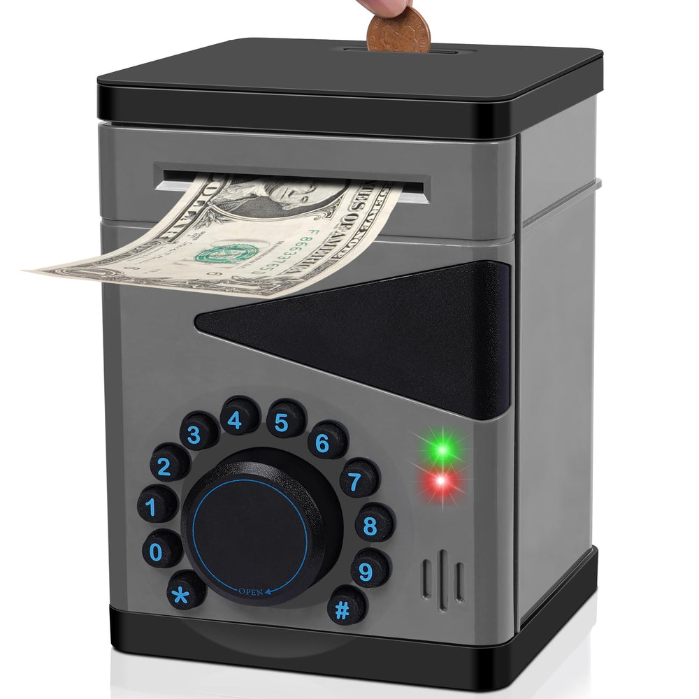 Saquuiui boy piggy bank front view promotes early saving with a playful design.