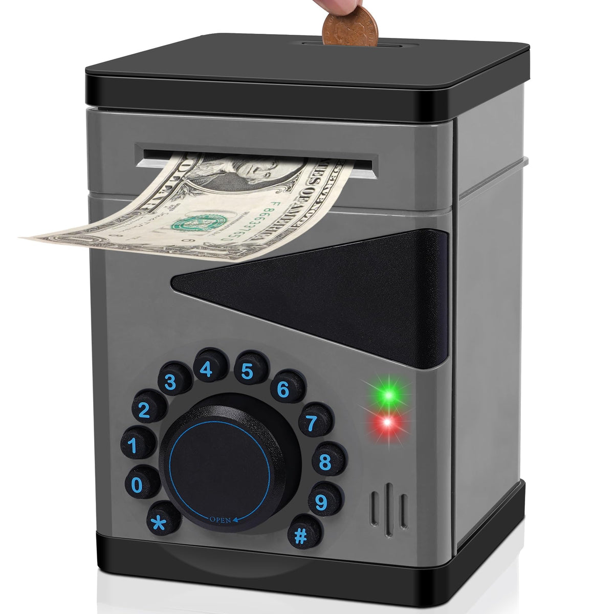 Saquuiui boy piggy bank front view promotes early saving with a playful design.