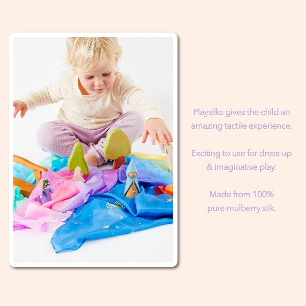 Sarah's Silks mini playsilk sea 21—cool tones inspire ocean-themed stories and calming play