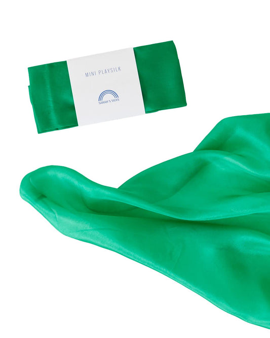 Sarah's Silks Mini Playsilks in emerald solid color for imaginative play and sensory exploration