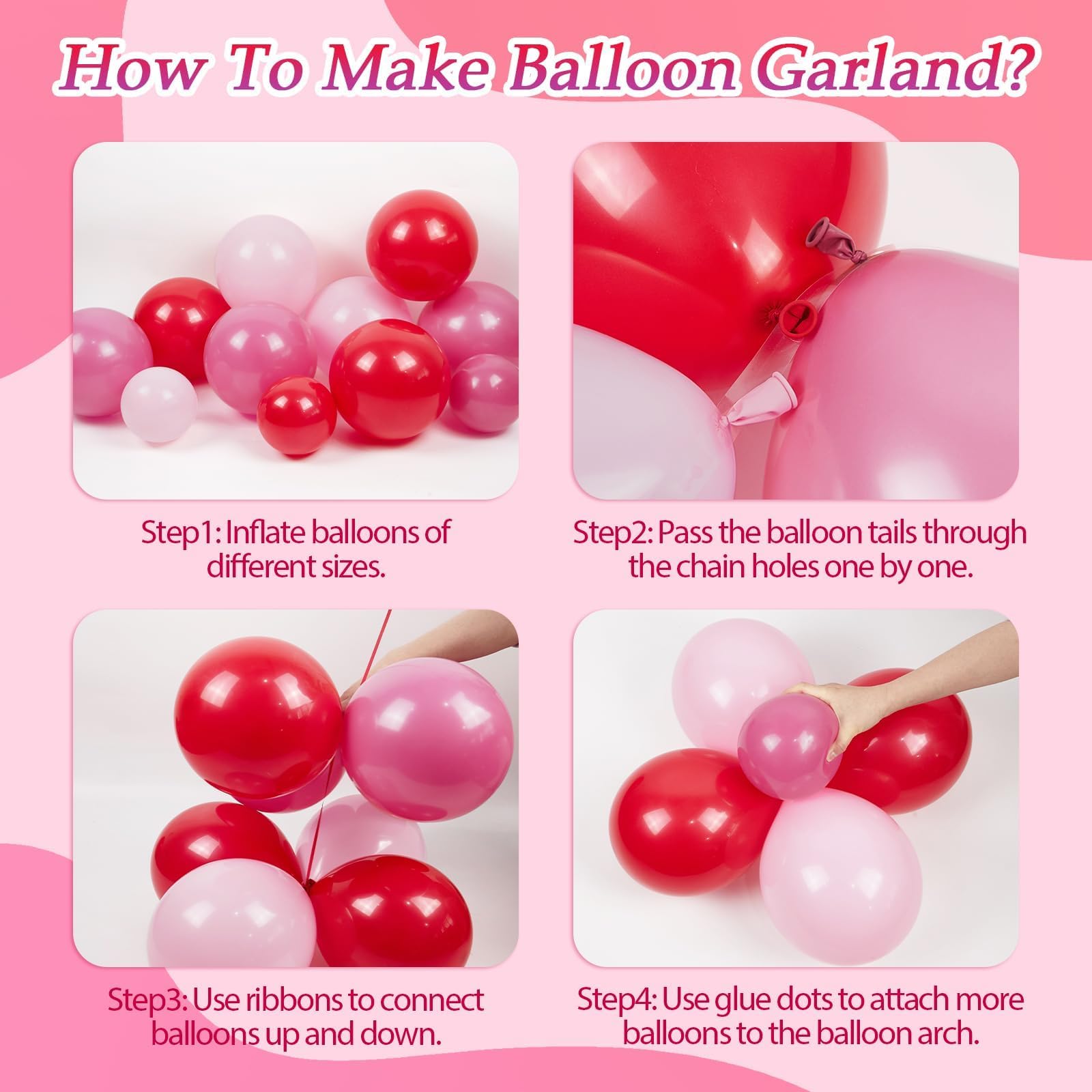 Saratimtou valentines balloon arch kit foil balloon close-up detail
