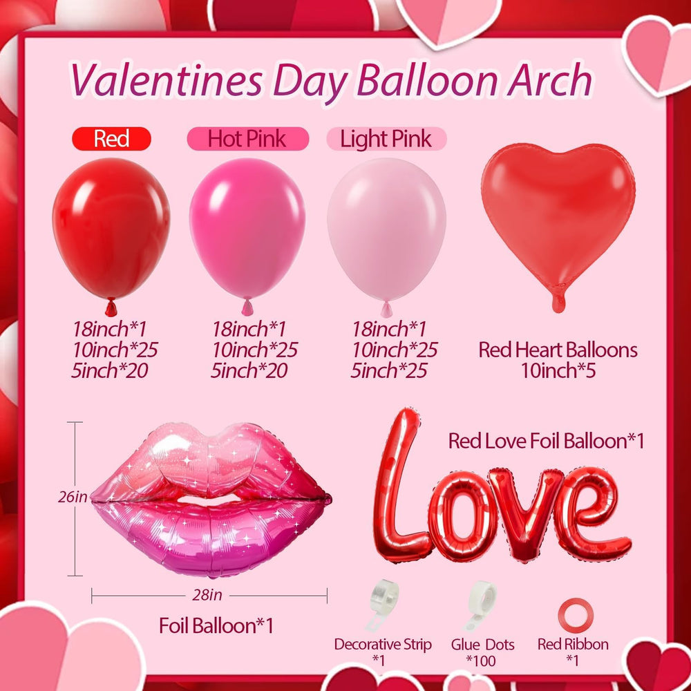 Saratimtou valentines balloon arch kit red hot pink balloons for dramatic color