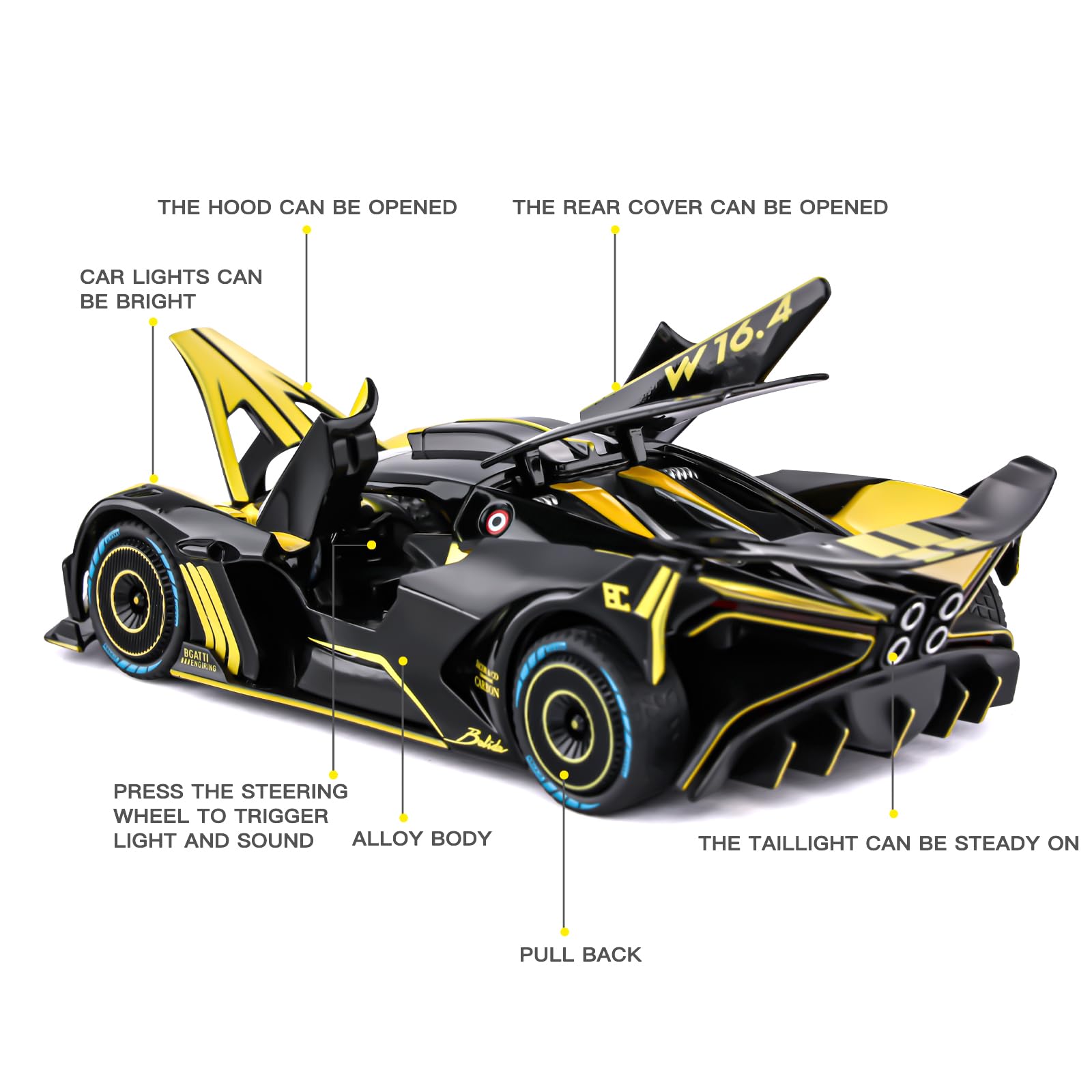 SASBSC Bolide 1:24 with bright headlights and engaging sound effects
