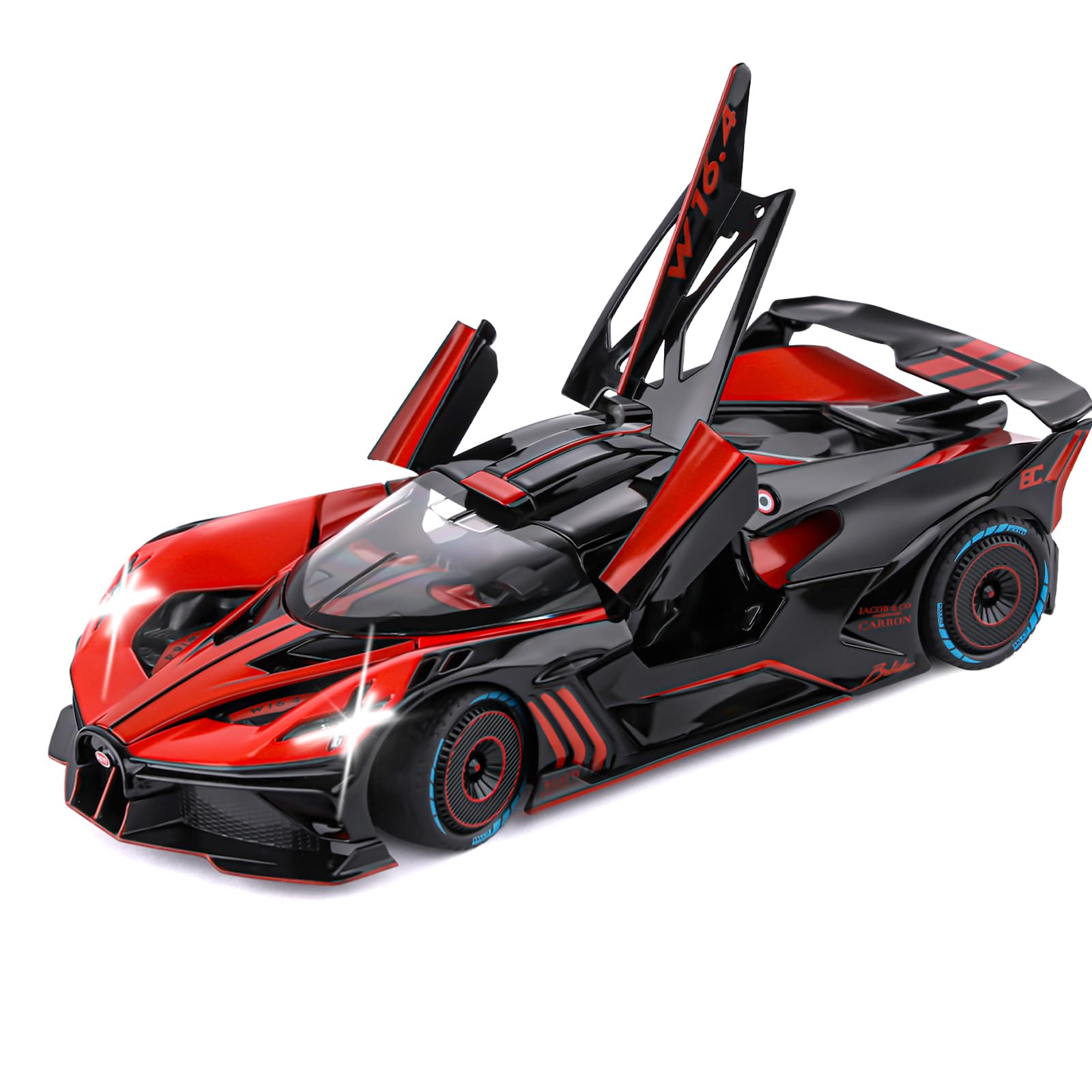 SASBSC Bugatti Bolide 1:24 red front view diecast, vivid color for display and play
