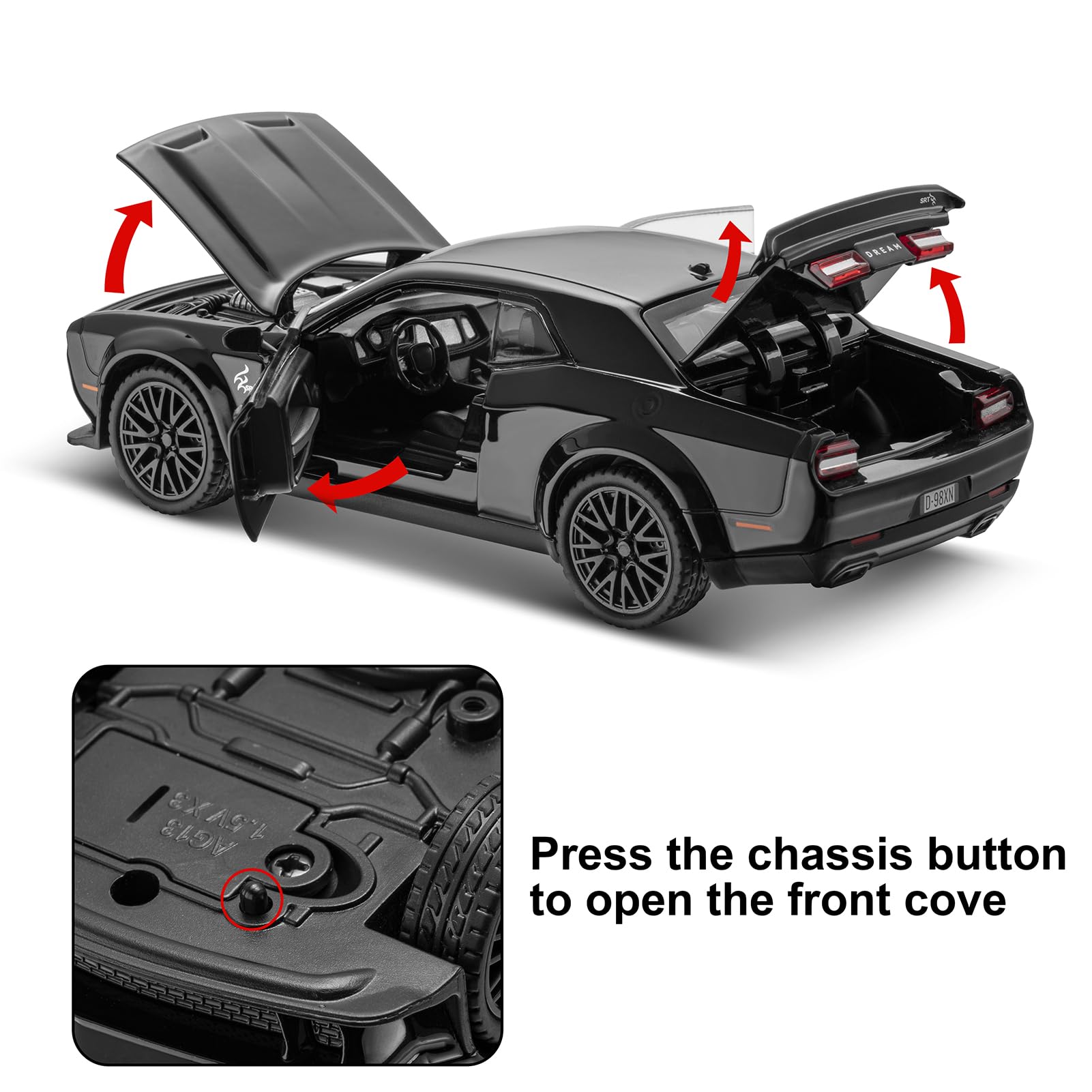 SASBSC Challenger 1:32 die-cast rubber tires for steady grip.