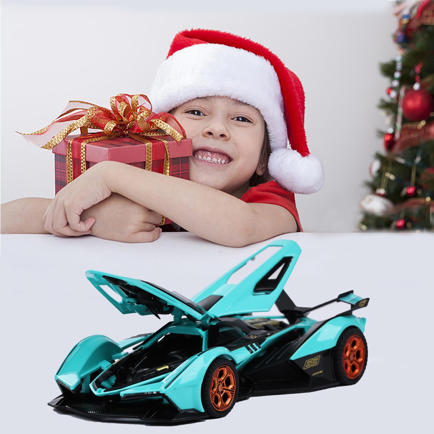 SASBSC Lambo V12 1:32 scale model fits small hands for easy play.