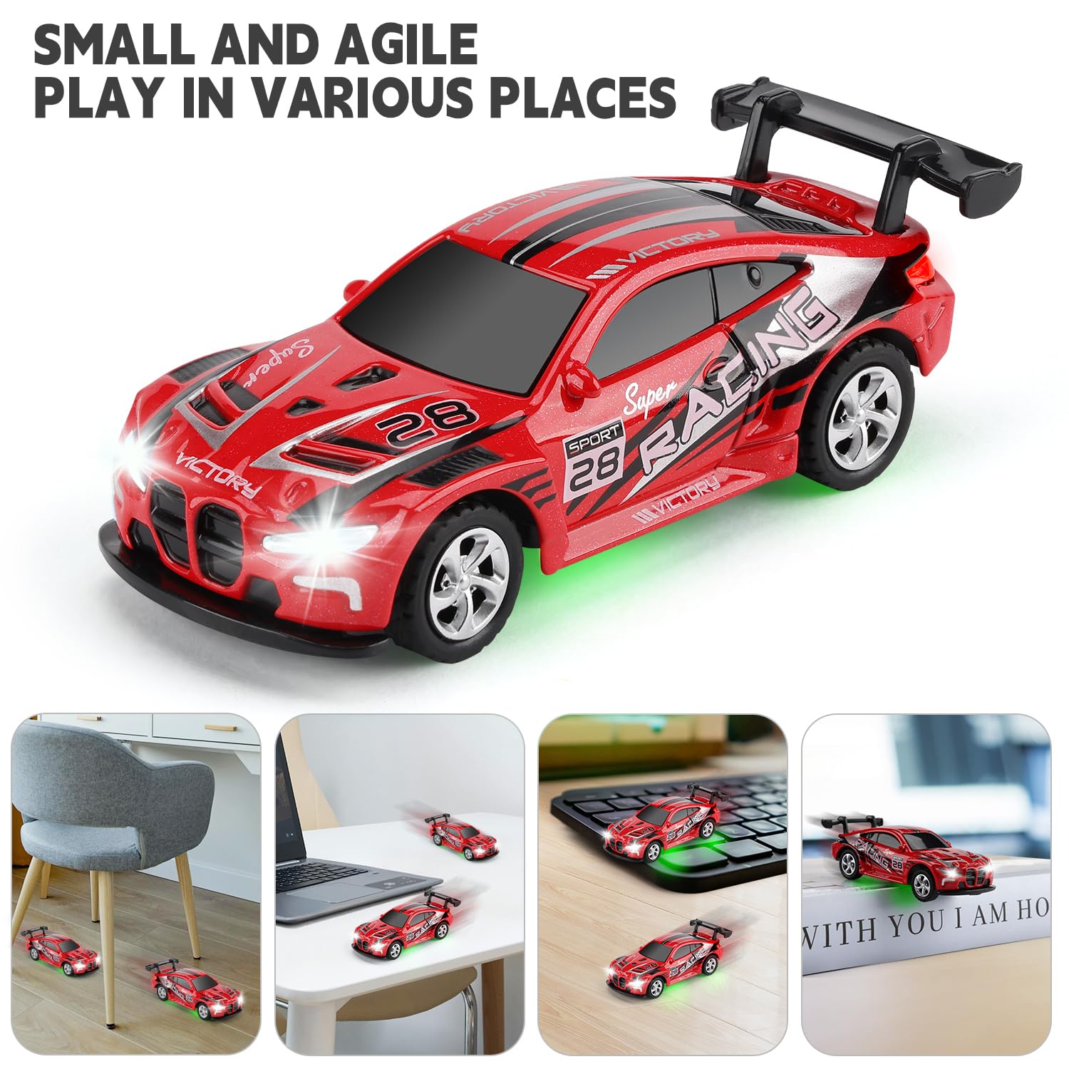 SASBSC Mini RC Car 2.4GHz remote for precise steering and quick reactions.
