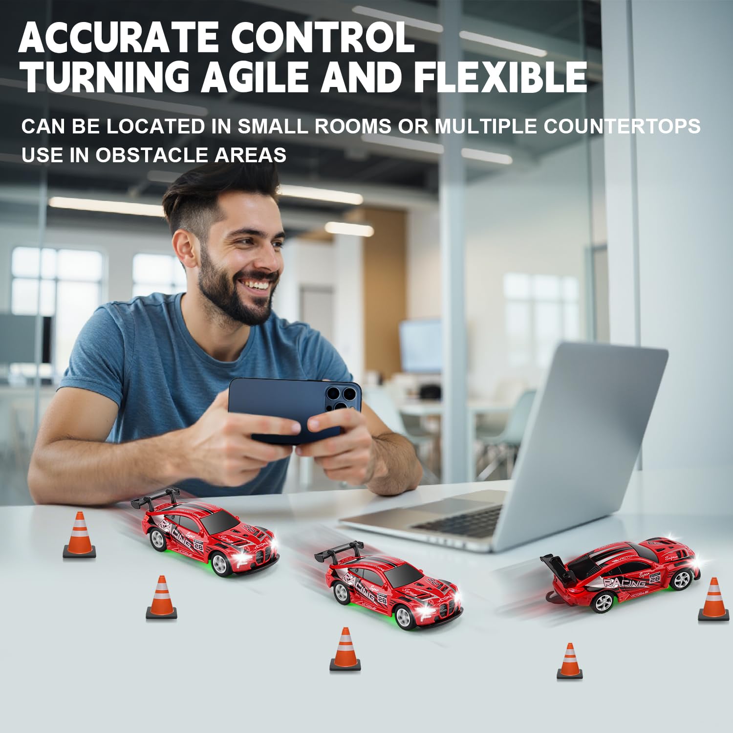 SASBSC Mini RC Car USB-C recharge port enabling extended play.