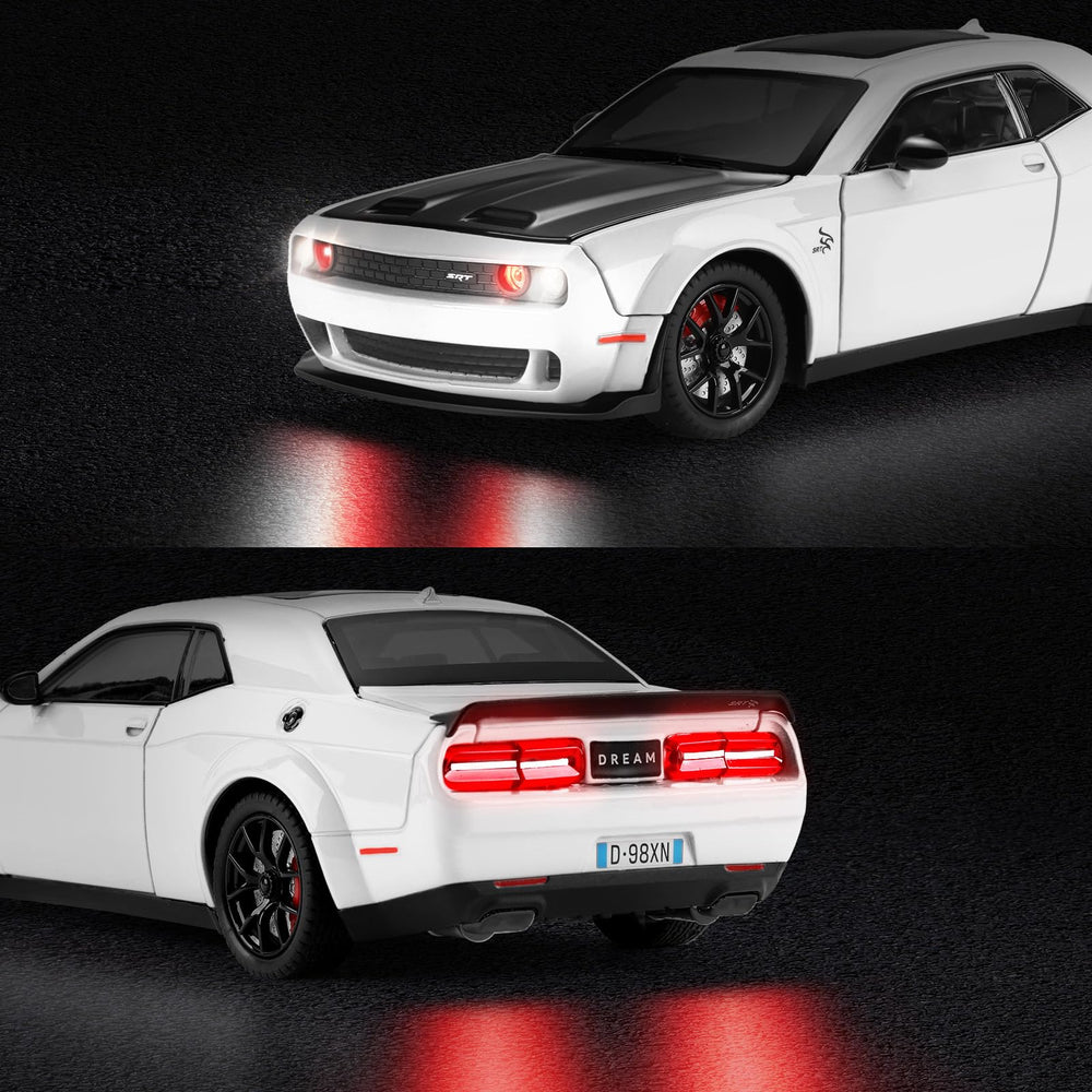 SASBSC muscle car toy, white hood open showing accessible engine-like detail