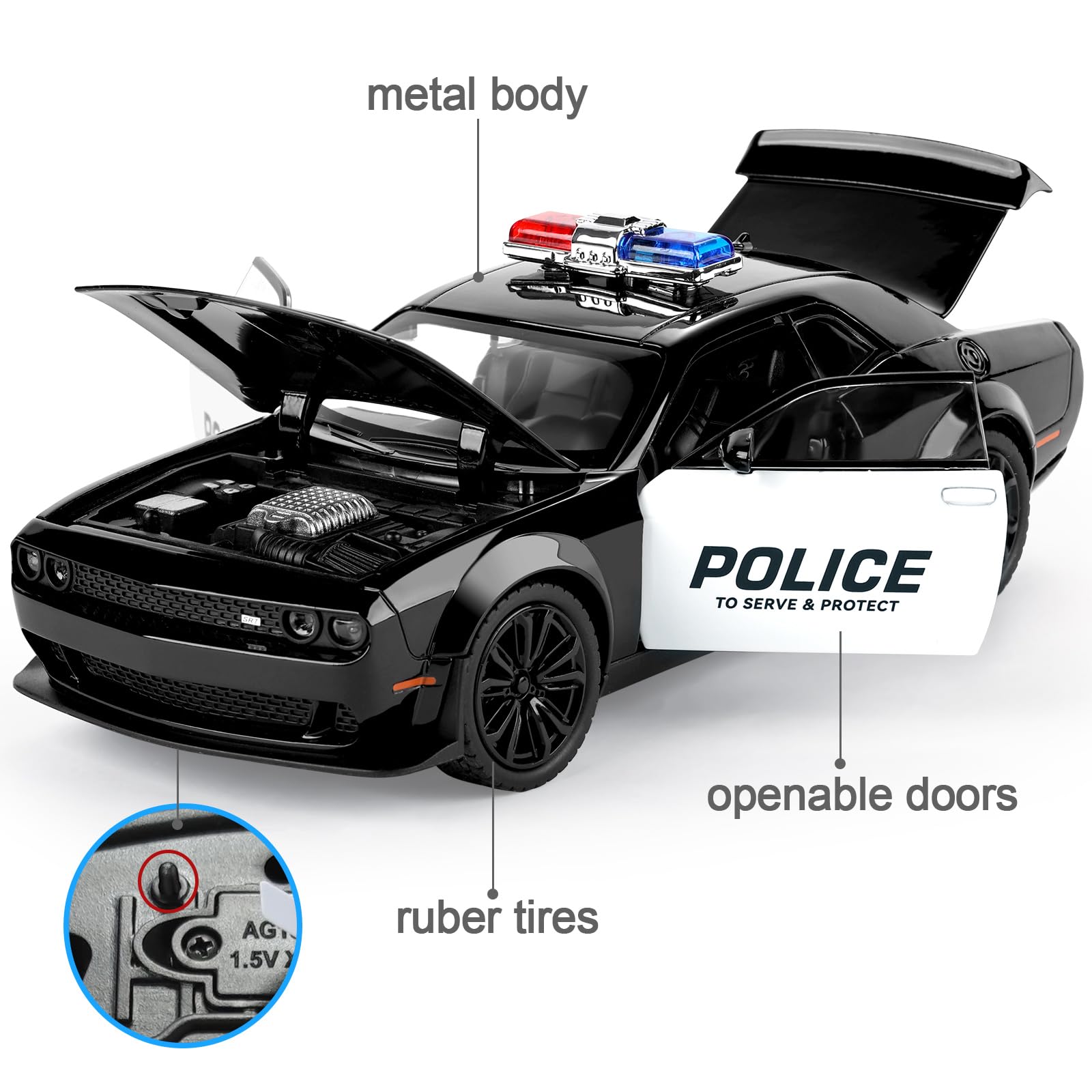 SASBSC Police Car Toy interior detail enhances realistic imaginative play