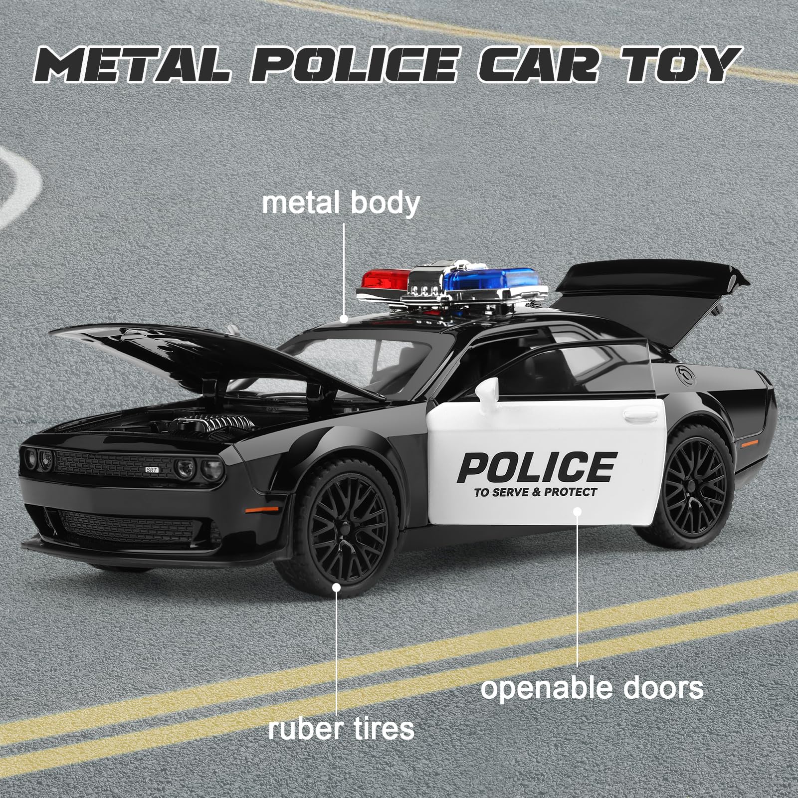 SASBSC police car with siren lights enhances imaginative role-play