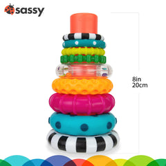 Sassy Stacks of Circles straight post displaying different ring sizes