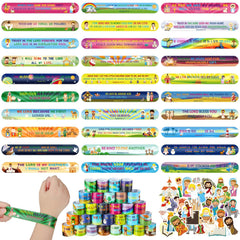 Sasylvia Bible verse slap bracelets in a classroom for easy sharing