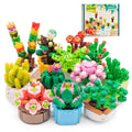 Sathibi Flowers Succulents building set assembled on a desk for vibrant home decor.