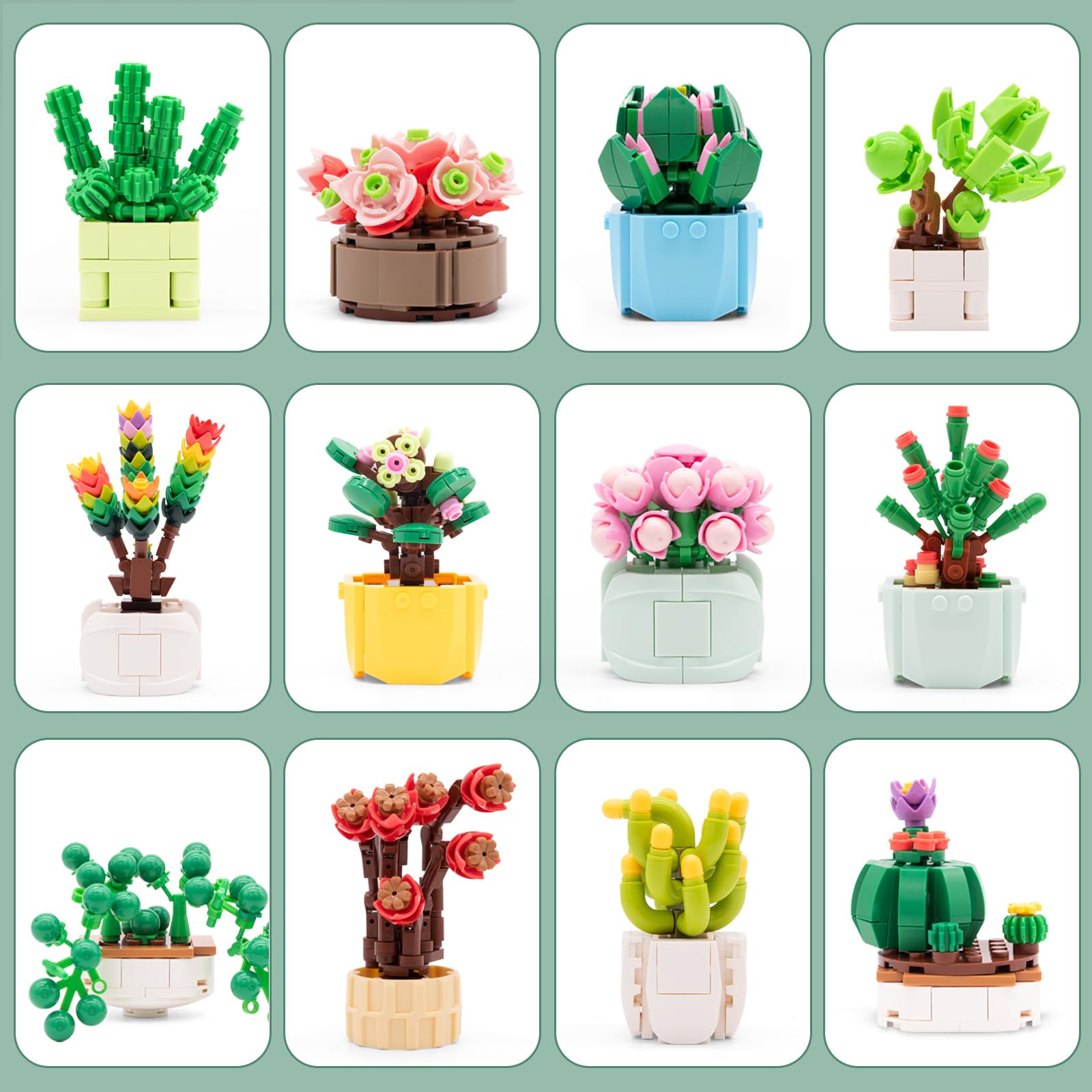 Sathibi bonsai-like succulent blocks showcase textures for a soothing workspace.