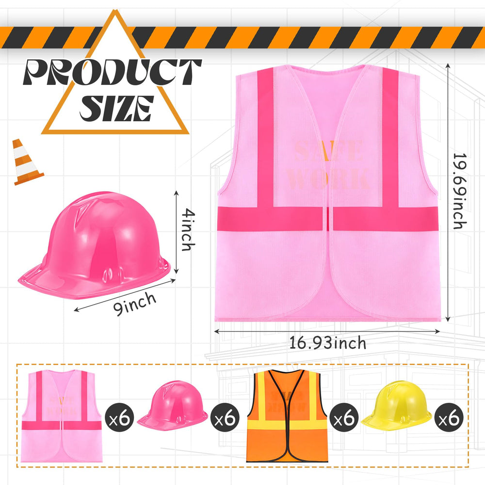SATINIOR pink construction vest for vibrant theme play and events