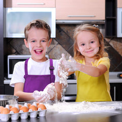 SATINIOR large-size kid apron displayed for ages 7–13 use.