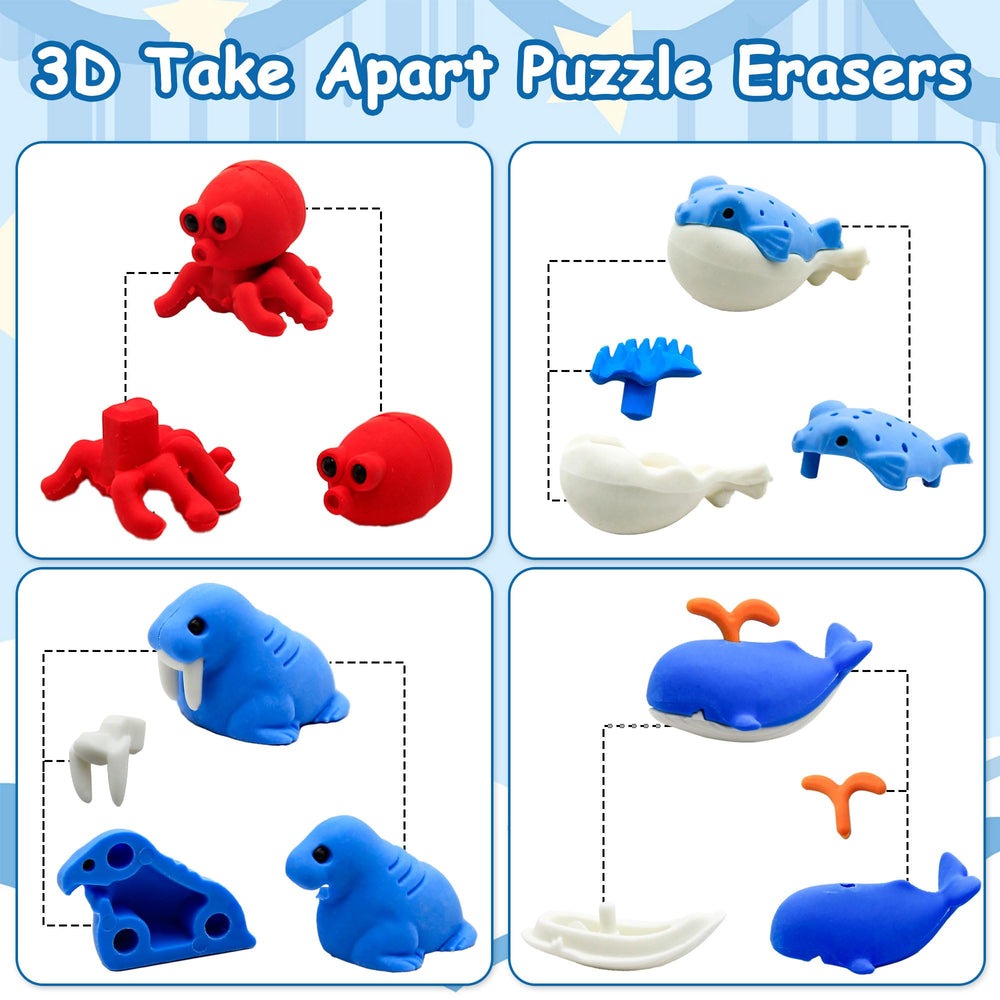 Satomoto sea animal erasers turtle: vivid pieces spark creativity during classroom activities.