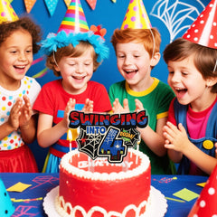 SAVITA 4th birthday topper in vivid color suits many cakes.