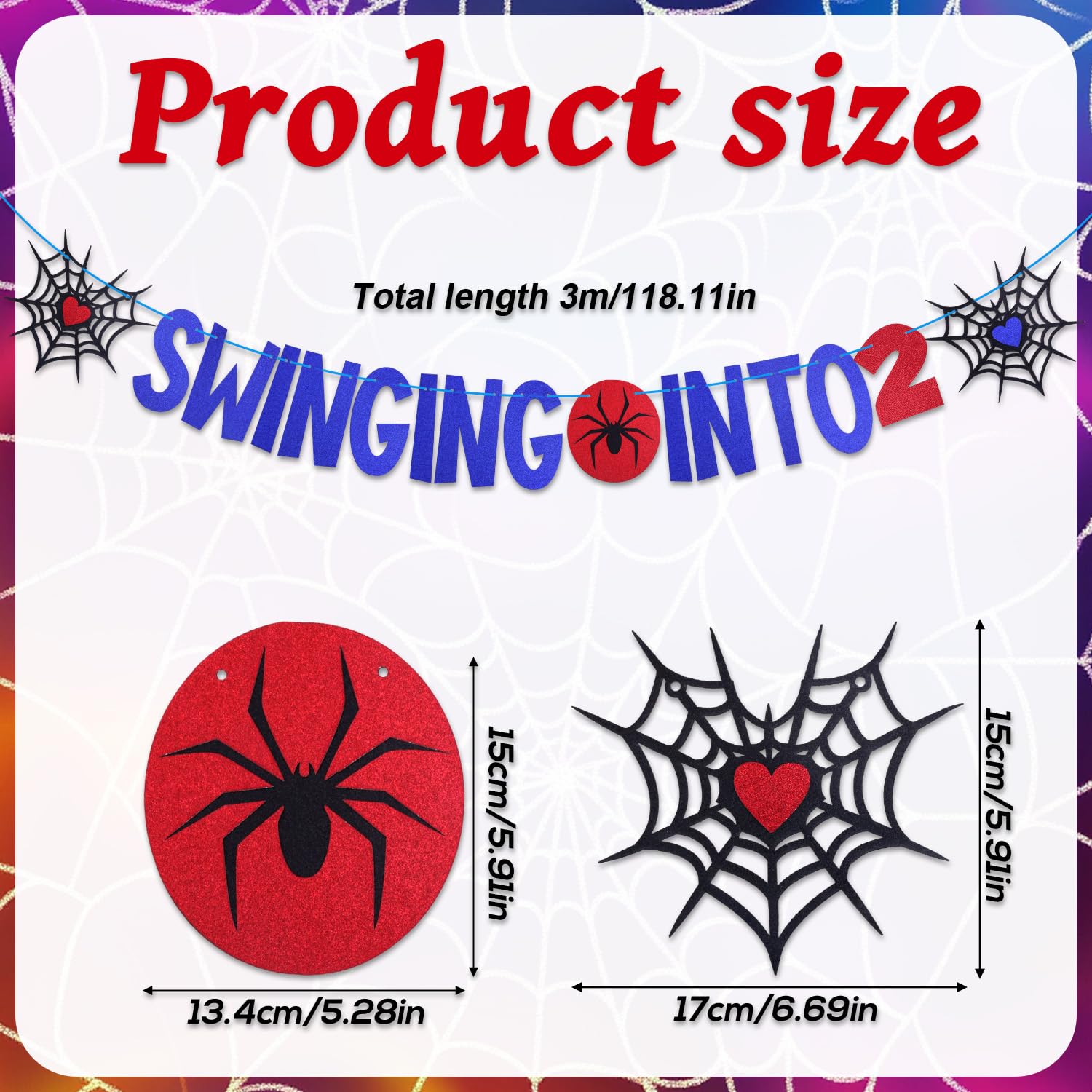 SAVITA spider banner glitter close-up showing shimmer texture