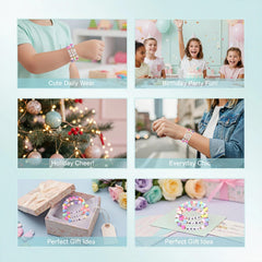 Dress up outfits and costumes with colorful beads and character names.
