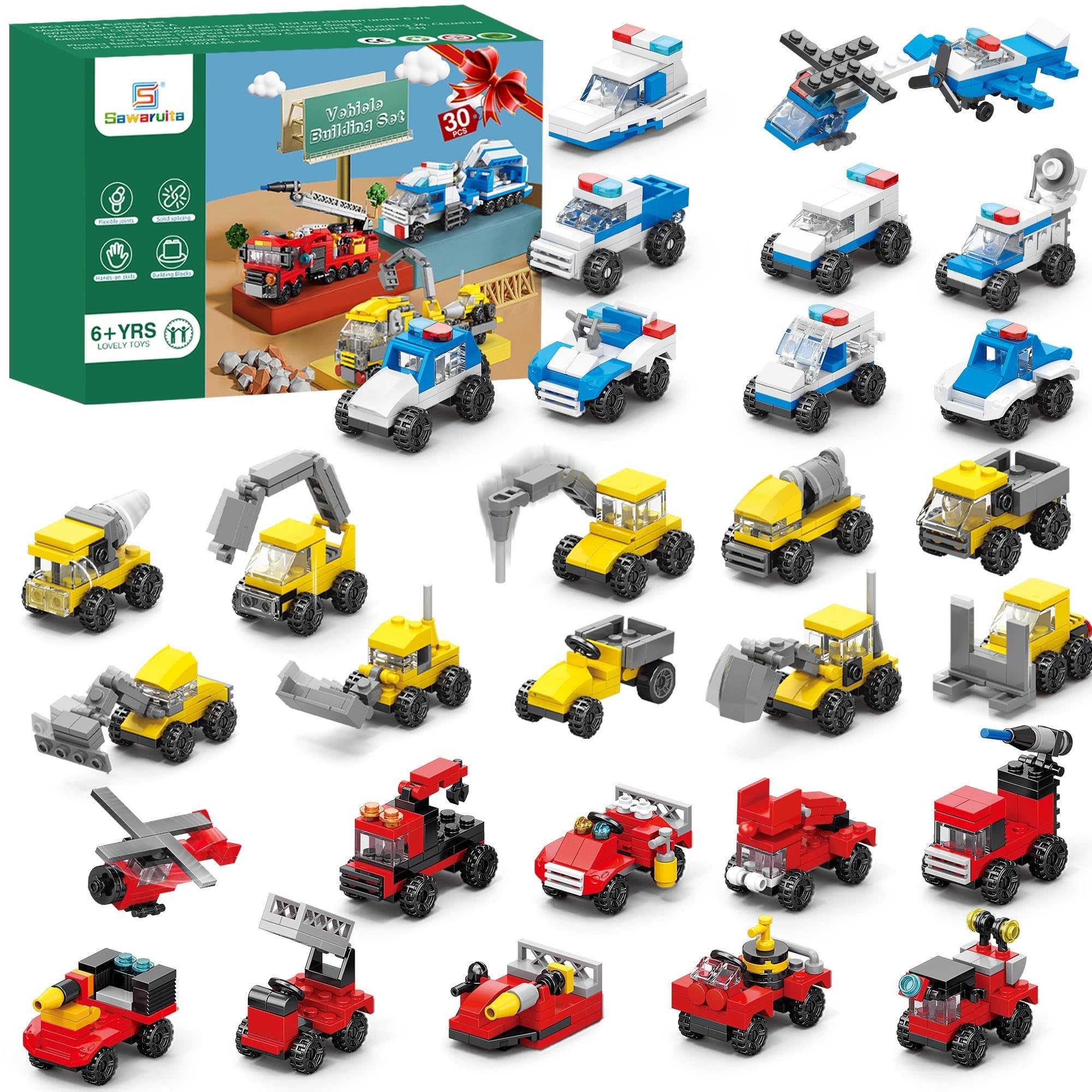 Sawaruita 30Pack fire-truck mini cars ideal for party favors and imaginative play