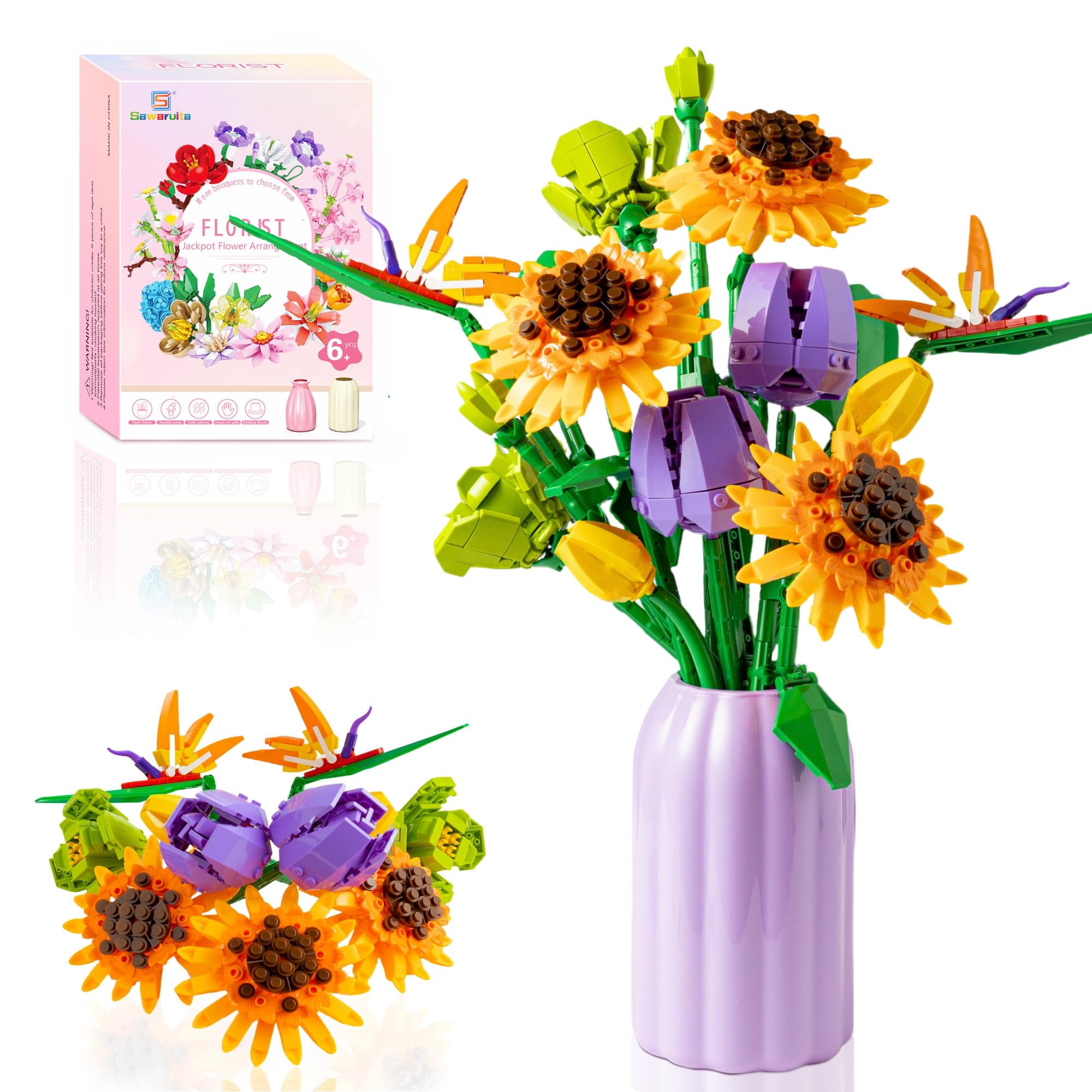 Sawaruita sunflower bouquet blocks in a vase for vibrant, low-maintenance décor.
